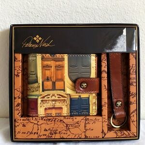 NWOT Patricia Nash Farnetta RFID Leather Wallet & Key Fob Set